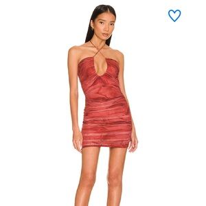 Superdown Red Ruched Halter Babydoll Dress